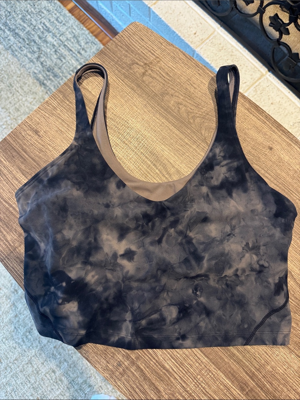 Lululemon Tie-Dye Scoop Sports Bra Crop in Black & Gray